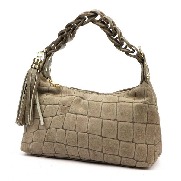 Torebka VERA PELLE 26-032 zamsz CROCO TAUPE