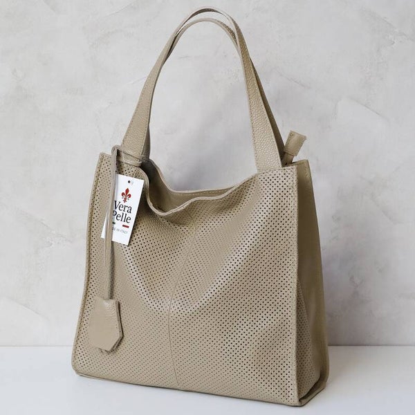 Torebka VERA PELLE 26-099 skóra TAUPE