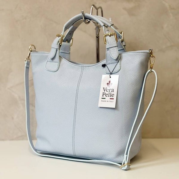 Torebka VERA PELLE 26-108 skóra BŁĘKIT