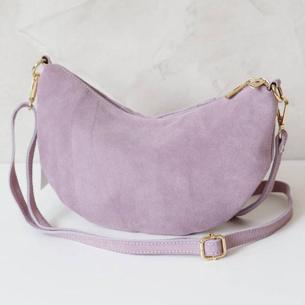 Torebka hobo VERA PELLE 26-128 zamsz LILA