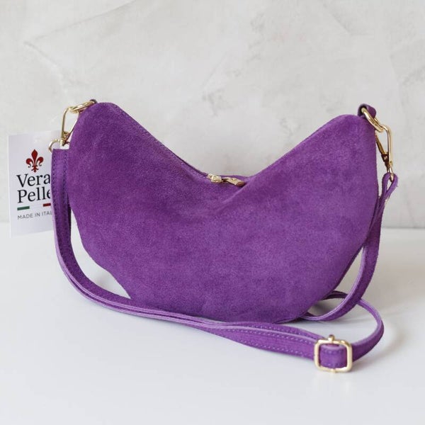 Torebka VERA PELLE 26-128 ZAMSZ FIOLET