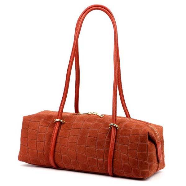 Torebka VERA PELLE 26-129 CROCO ZAMSZ CEGLASTA