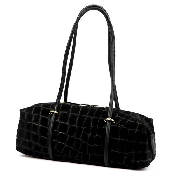 Torebka VERA PELLE 26-129 CROCO ZAMSZ CZARNA