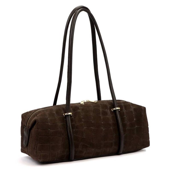 Torebka VERA PELLE 26-129 CROCO ZAMSZ CZEKOLADA