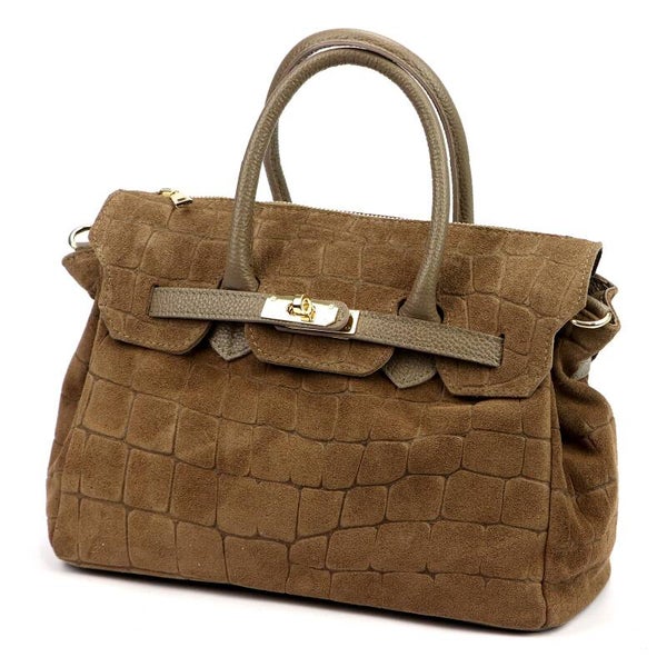 Torebka VERA PELLE 26-146 CROCO ZAMSZ TAUPE