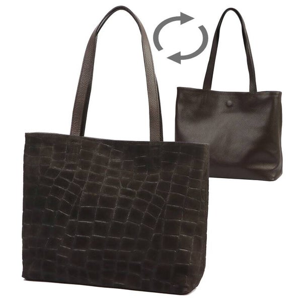 Torebka VERA PELLE 26-158 CROCO ZAMSZ CZEKOLADA