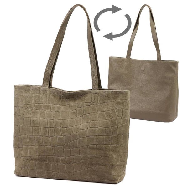 Torebka VERA PELLE 26-158 CROCO ZAMSZ TAUPE