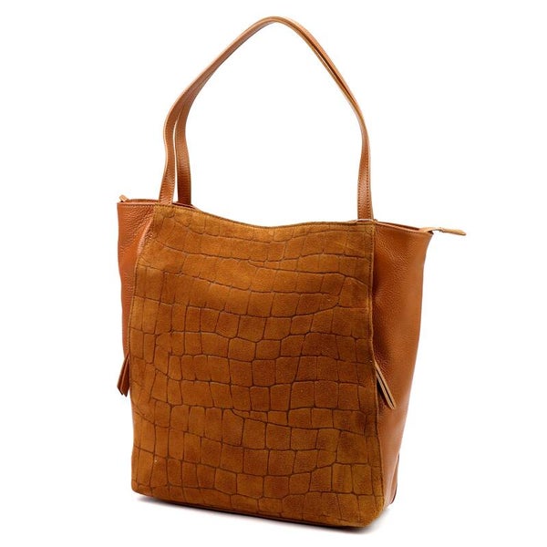 Torebka VERA PELLE 26- 126 CROCO ZAMSZ CAMEL