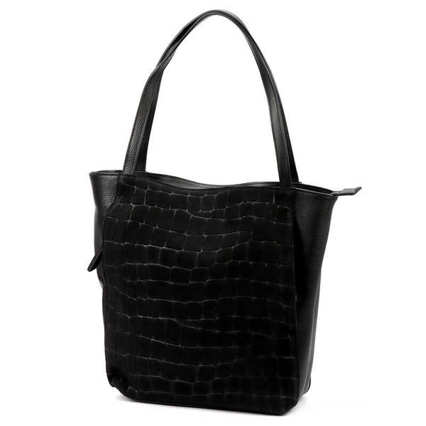 Torebka VERA PELLE 26- 126 CROCO ZAMSZ CZARNA