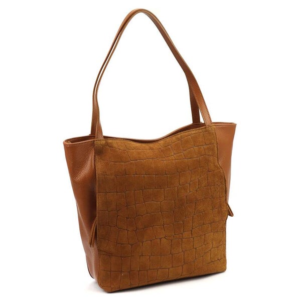 Torebka VERA PELLE 26-162 CROCO zamsz CAMEL