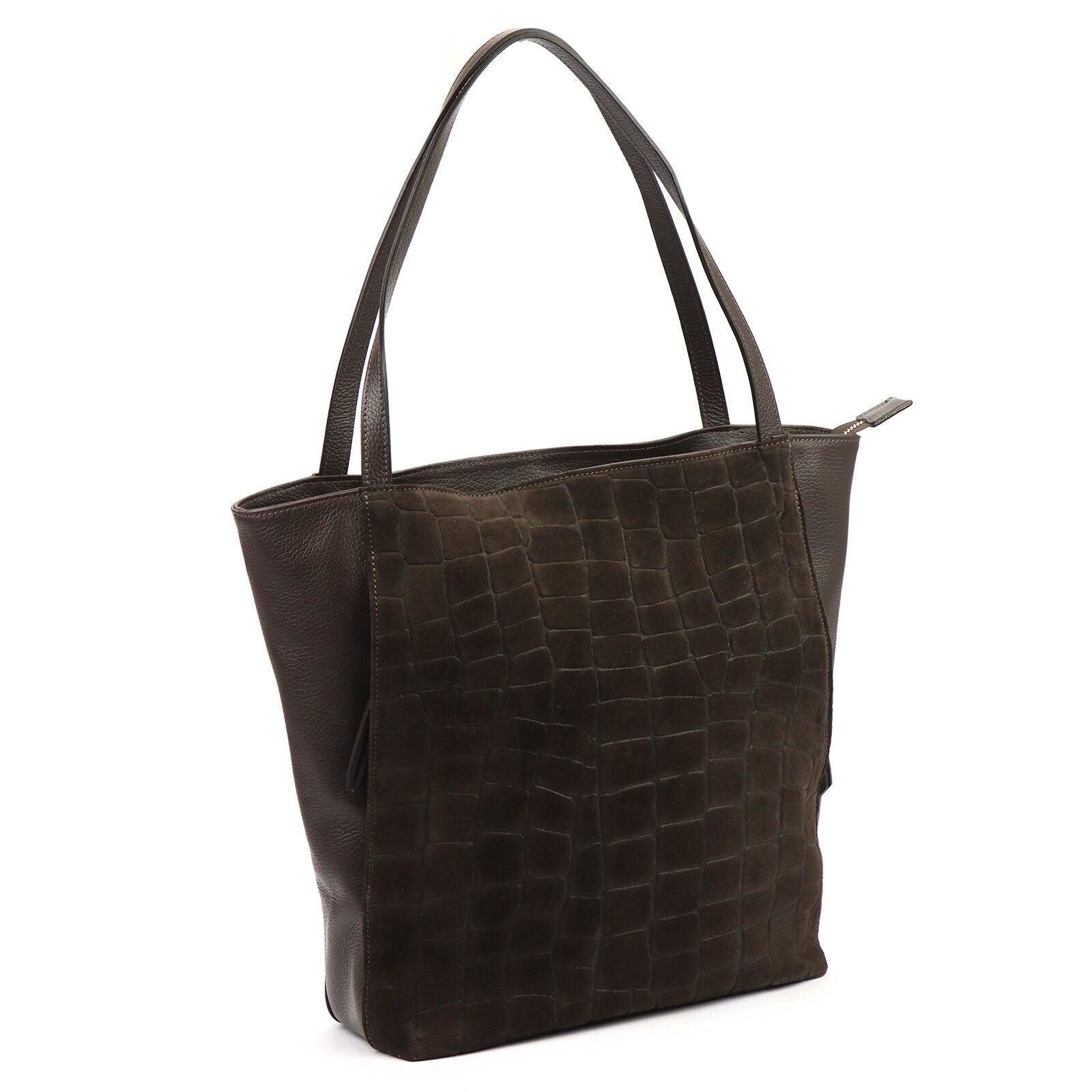 Torebka VERA PELLE 26-162 CROCO zamsz CZEKOLADA