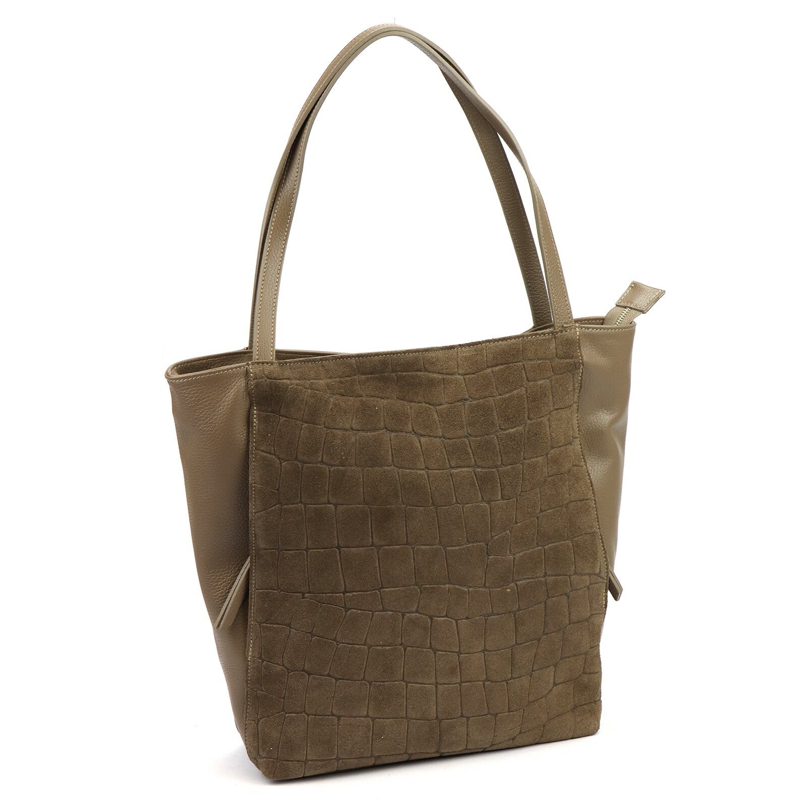 Torebka VERA PELLE 26-162 CROCO zamsz TAUPE