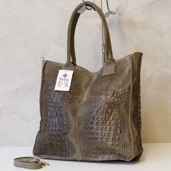 Torebka VERA PELLE 26-167 CROCO TAUPE