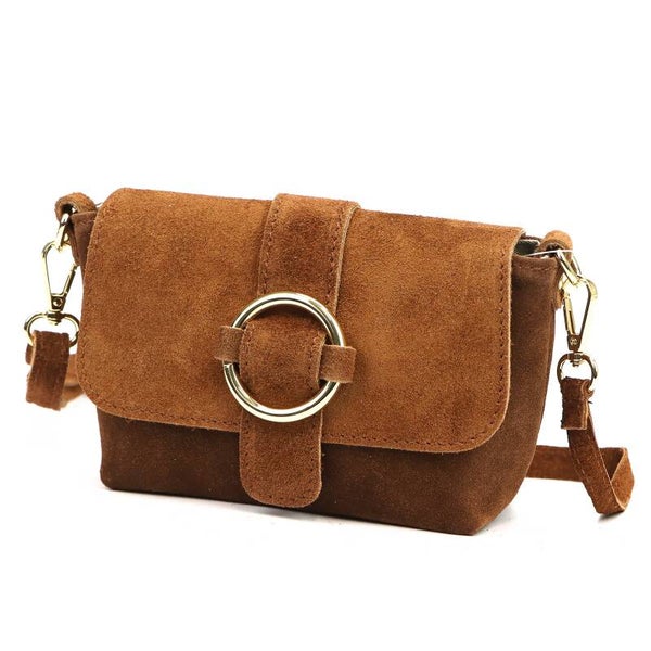 Torebka VERA PELLE 26-170 ZAMSZ CAMEL