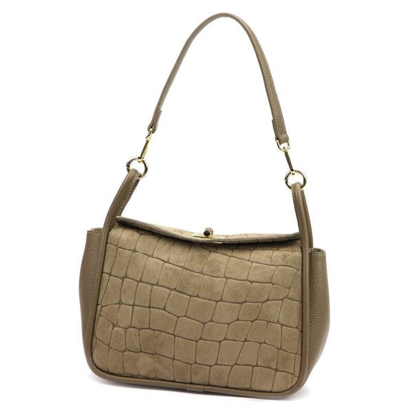 Torebka VERA PELLE 26-173 CROCO ZAMSZ TAUPE