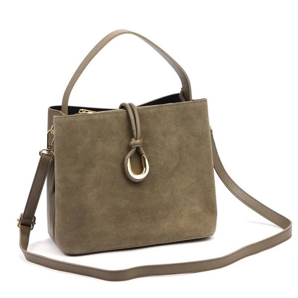 Torebka VERA PELLE 26-174 ZAMSZ TAUPE