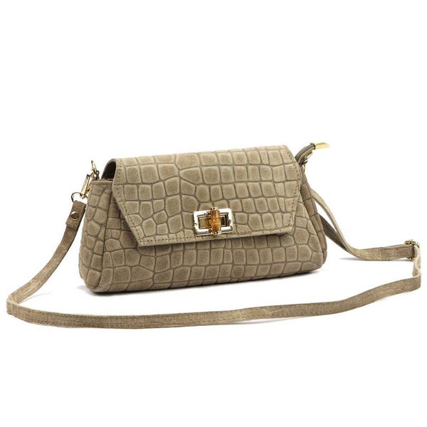 Torebka VERA PELLE 26-178 CROCO ZAMSZ TAUPE