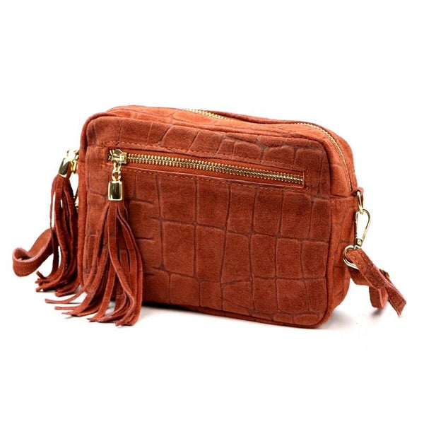 Torebka VERA PELLE 20-030 CROCO ZAMSZ CEGLASTA