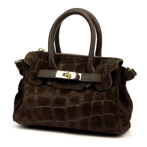 Torebka VERA PELLE 26-146 MINI CROCO ZAMSZ CZEKOLADA