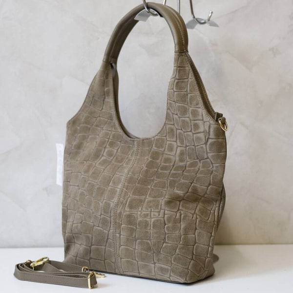 Torebka VERA PELLE 26- 013 CROCO ZAMSZ FANGO