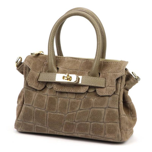 Torebka VERA PELLE 26-146 MINI CROCO ZAMSZ FANGO