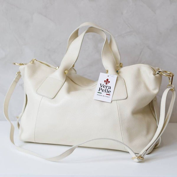 Torebka VERA PELLE 26-119 skóra KREM