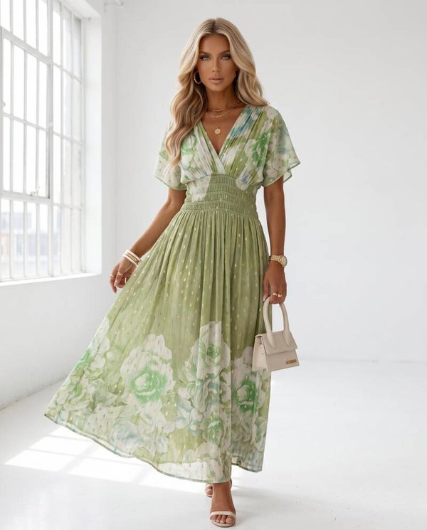Sukienka LEANA SLEEVE ANSEL OLIWKA