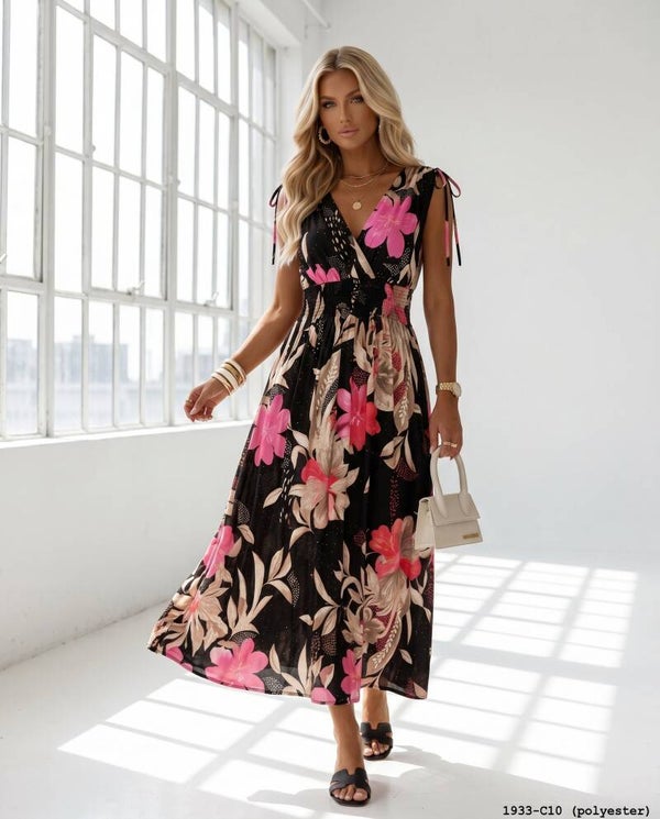 Sukienka LEANA BLOOMING CZARNA