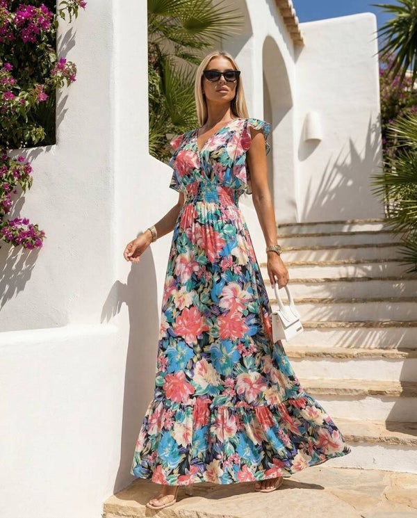 Sukienka MISS SARA BUTTERFLY SANGRIA