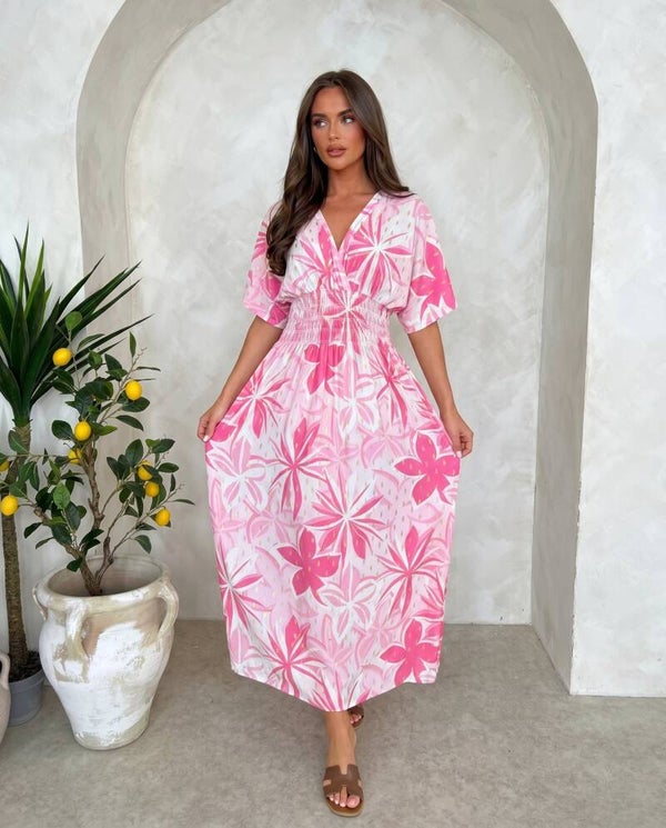 Sukienka LEANA SLEEVE CALABRIA RÓŻ