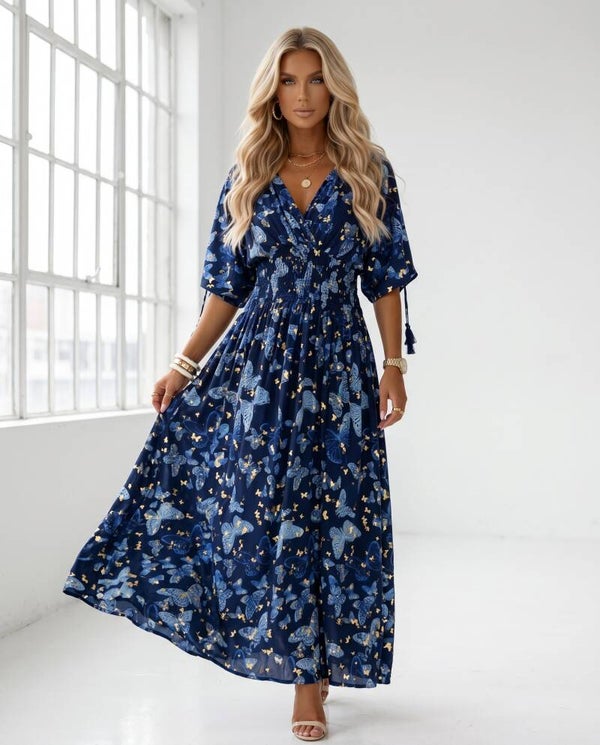 Sukienka LEANA SLEEVE HONNY NIEBIESKA