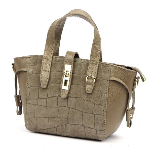 Torebka VERA PELLE 24-092 CROCO ZAMSZ TAUPE