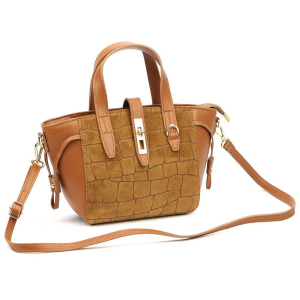 Torebka VERA PELLE 24-092 CROCO ZAMSZ CAMEL