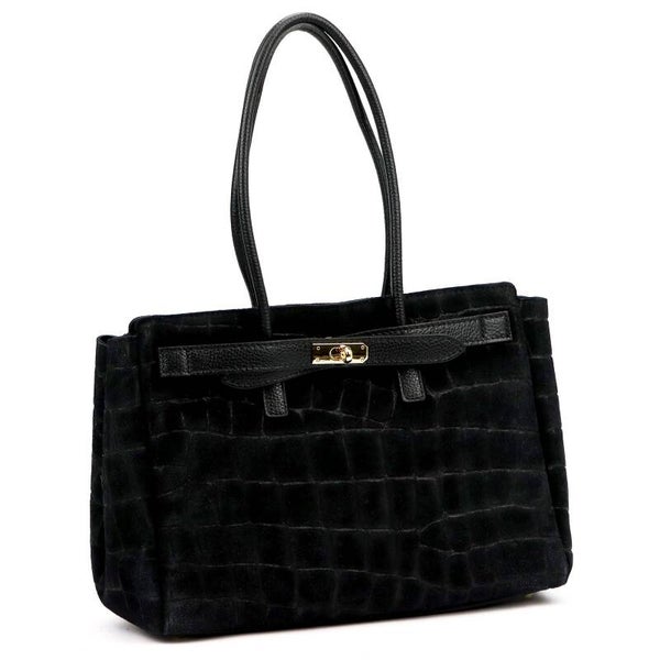 Torebka CAMILLA PREMIUM 10.004 CROCO ZAMSZ CZARNA