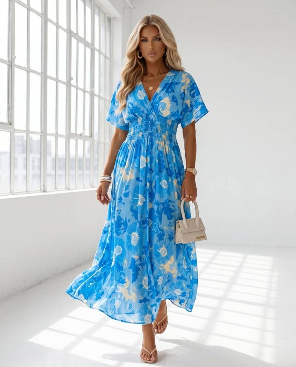 Sukienka LEANA SLEEVE IRMINA NIEBIESKA
