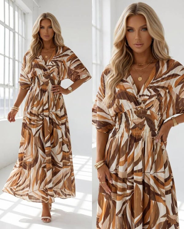Sukienka LEANA SLEEVE LEONA BRĄZ