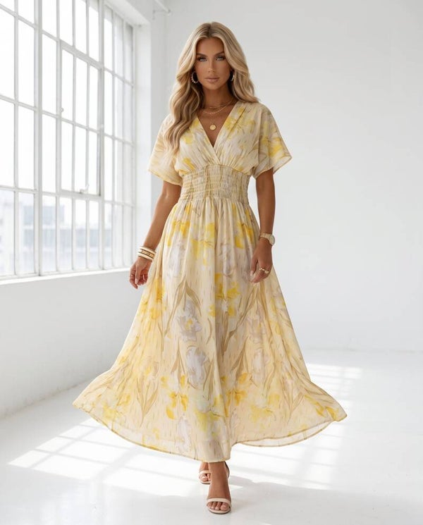 Sukienka LEANA SLEEVE MAGIC ŻÓŁTA