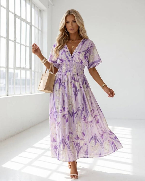 Sukienka LEANA SLEEVE MAGIC FIOLET