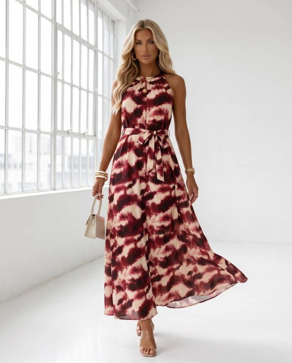 Sukienka MISS SARA MAXI BALI BORDO