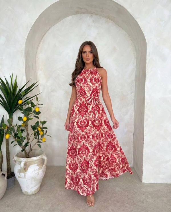 Sukienka MISS SARA MAXI BAVARIA CZERWONA