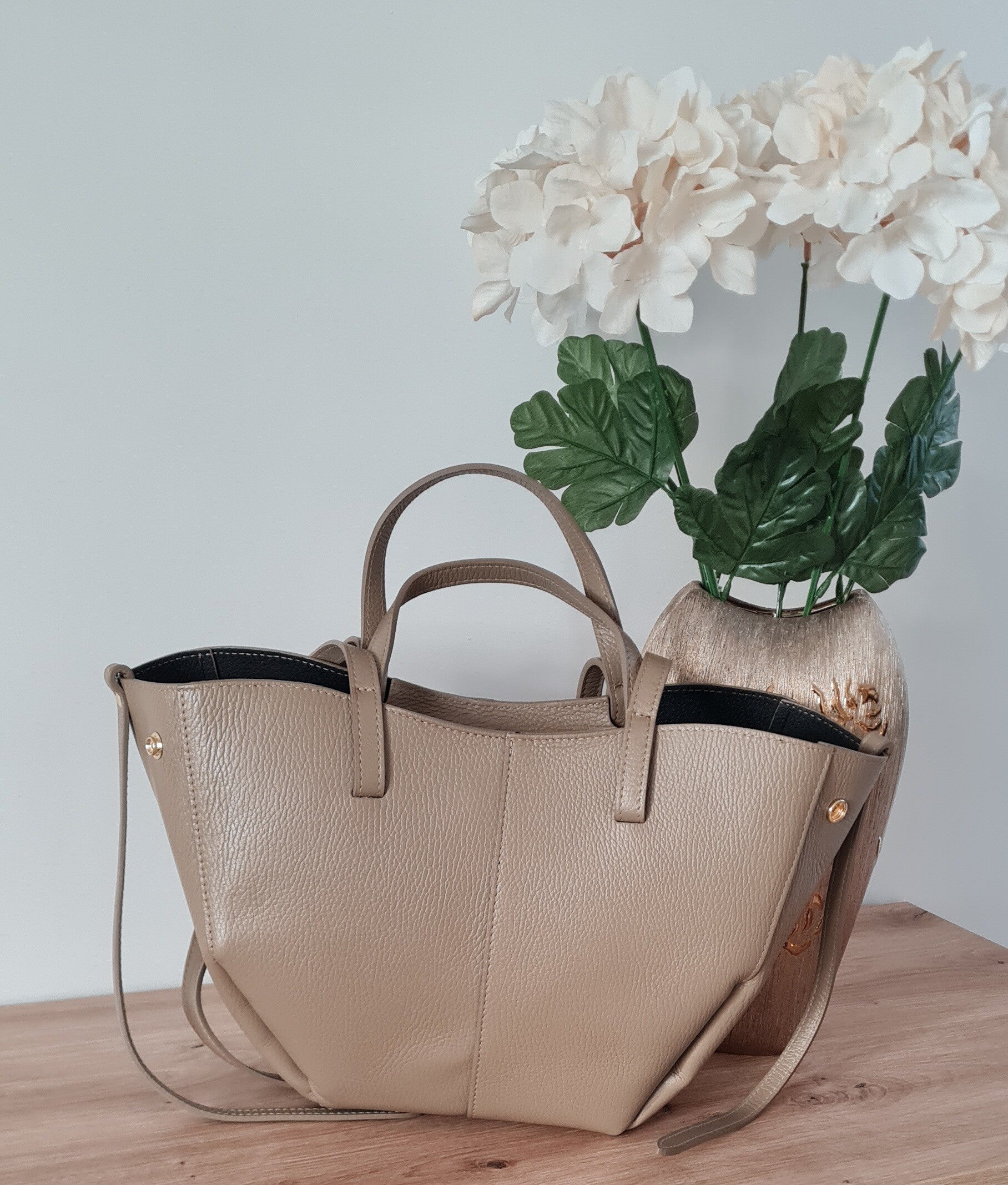 Torebka VERA PELLE POLI MIDI skóra BEŻ