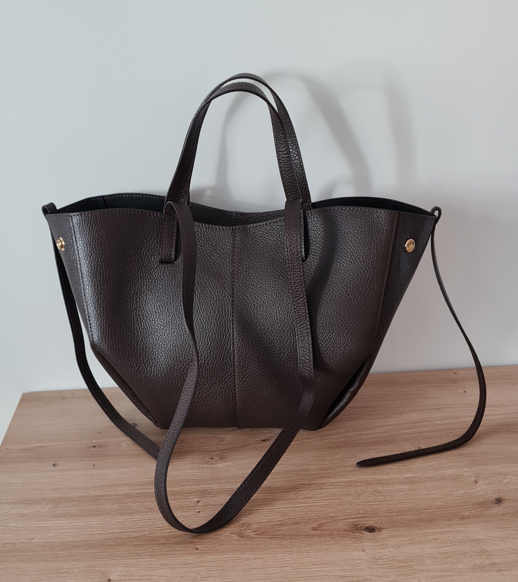 Torebka VERA PELLE POLI MIDI skóra CZEKOLADA