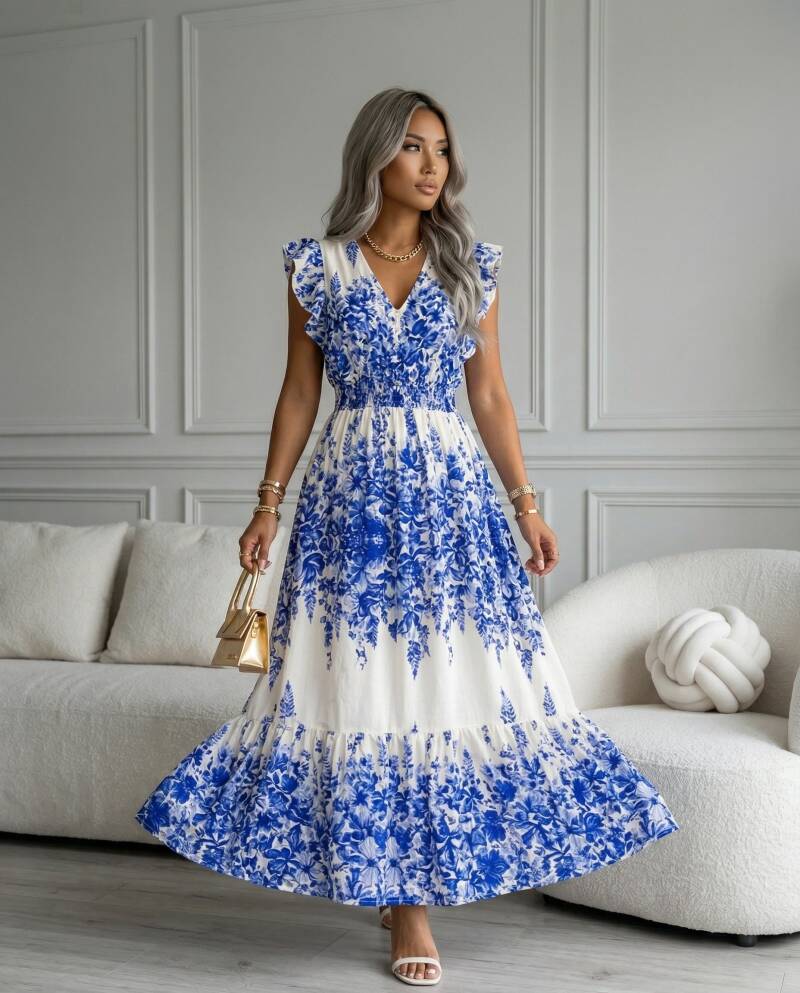 Sukienka MISS SARA BUTTERFLY ORDEA NIEBIESKA