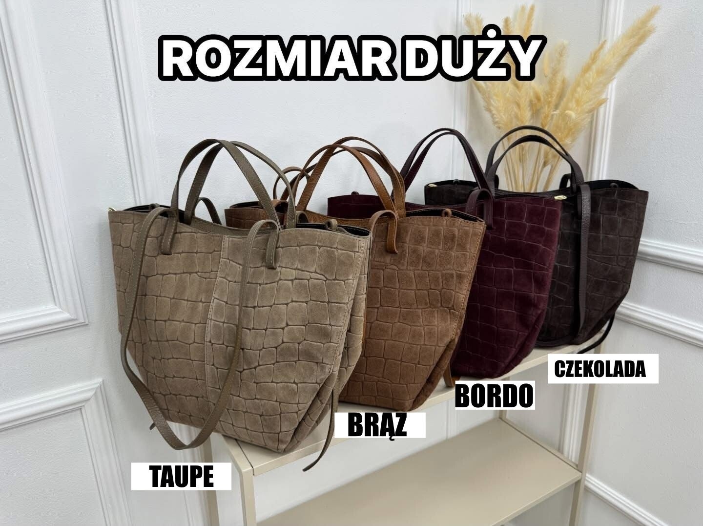 Torebka VERA PELLE POLI MAXI CROCO ZAMSZ