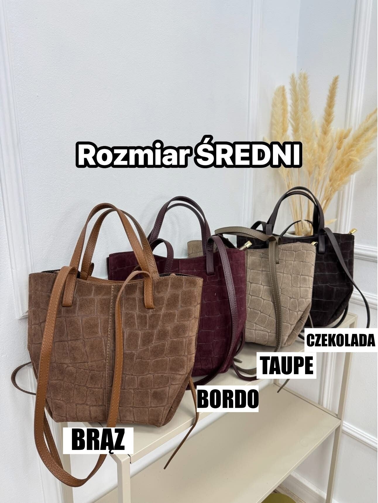 Torebka VERA PELLE POLI MIDI CROCO zamsz