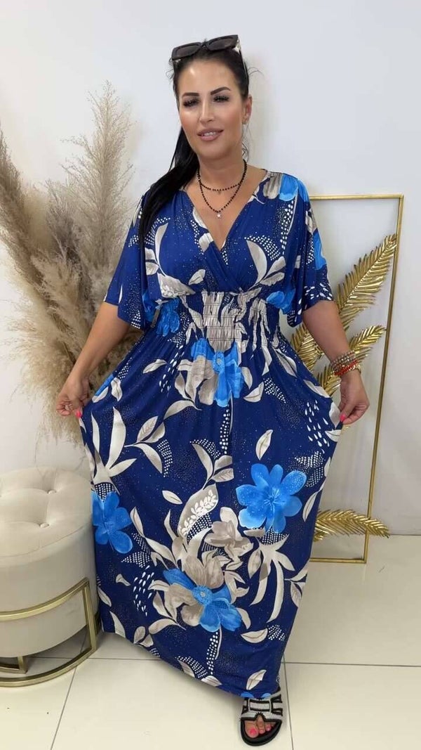 Sukienka LEANA SLEEVE BLOOMING GRANAT