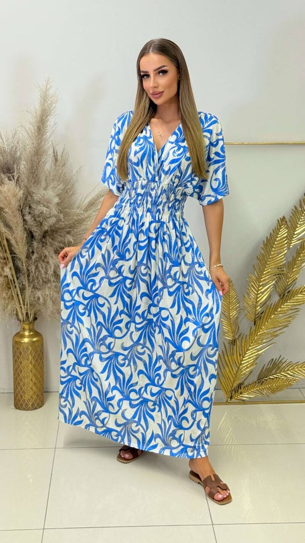 Sukienka LEANA SLEEVE FLARE NIEBIESKA