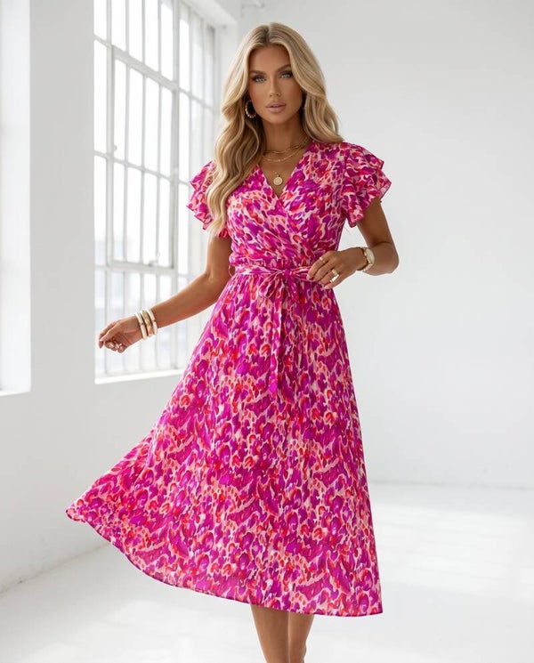 Sukienka MISS SARA SLEEVE GRACJA RÓŻ