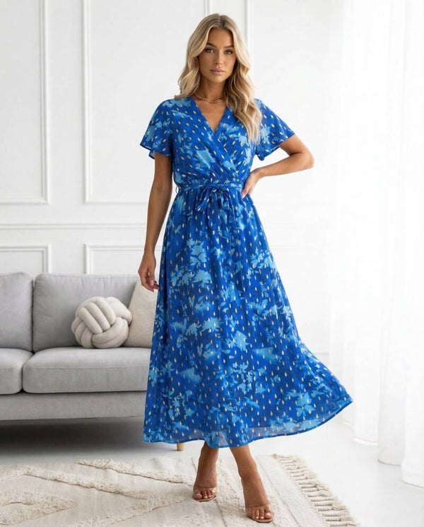 Sukienka MISS SARA SLEEVE LAURA NIEBIESKA