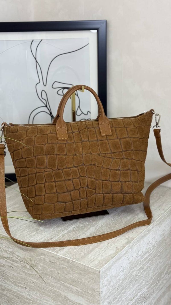 Torebka LAURA BIAGGI zamsz TS112-61 CROCO CAMEL